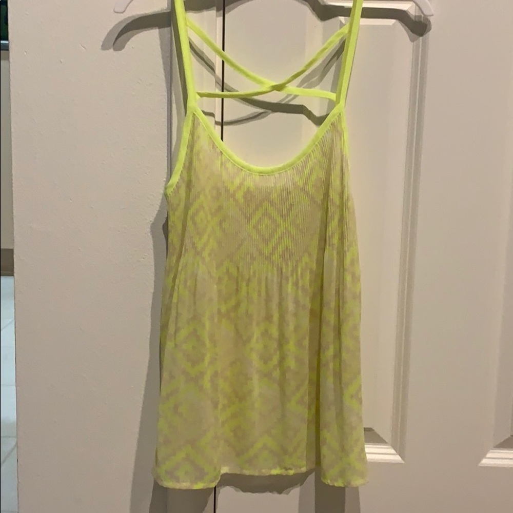Sheer neon yellow tank top